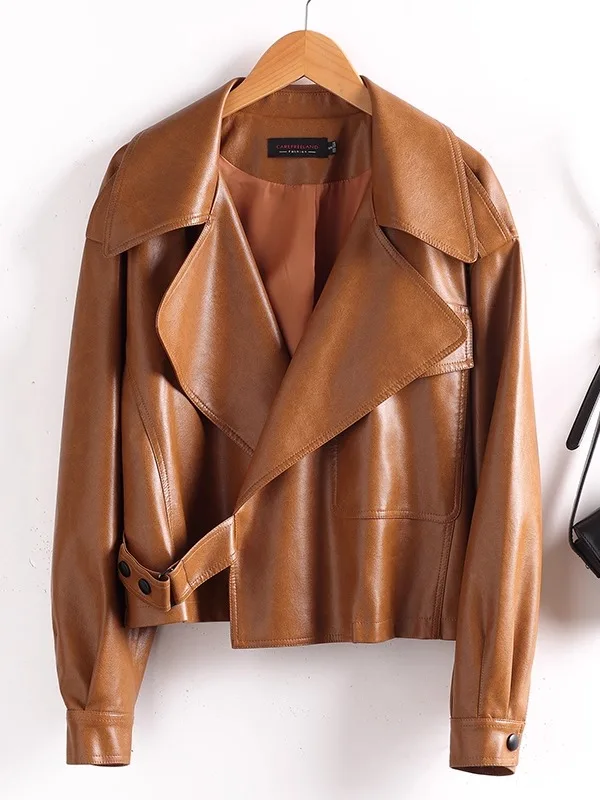   Ning Jaet in vera pelle da donna ort Sle 2025 Autunno High End New Faion Cappotto in pelle di grandi dimensioni vestibilità ampia