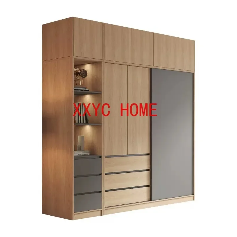 Wooden Drawers Wardrobe Storage Oganizers Sliding Door Vintage Wardrobe Simple Modern Nordic Bedroom Roupeiros Home Furniture