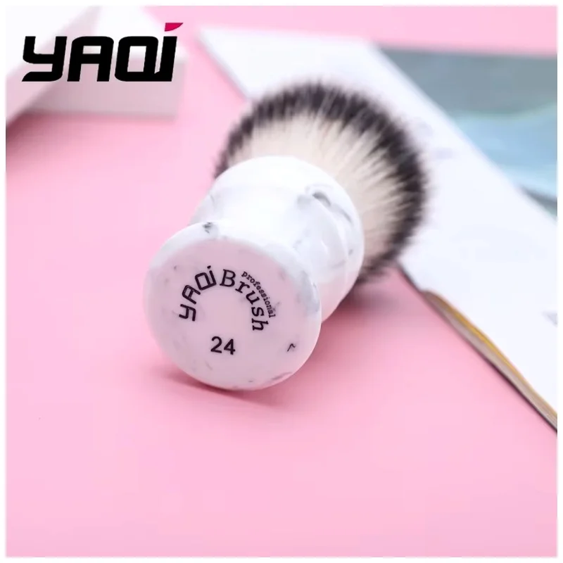 YAQI Everest 24mm White Marble Synthetic Hair Travel Shaving Brush Wet Shave Tools Men Shaving Products Mens Shavers Brushes