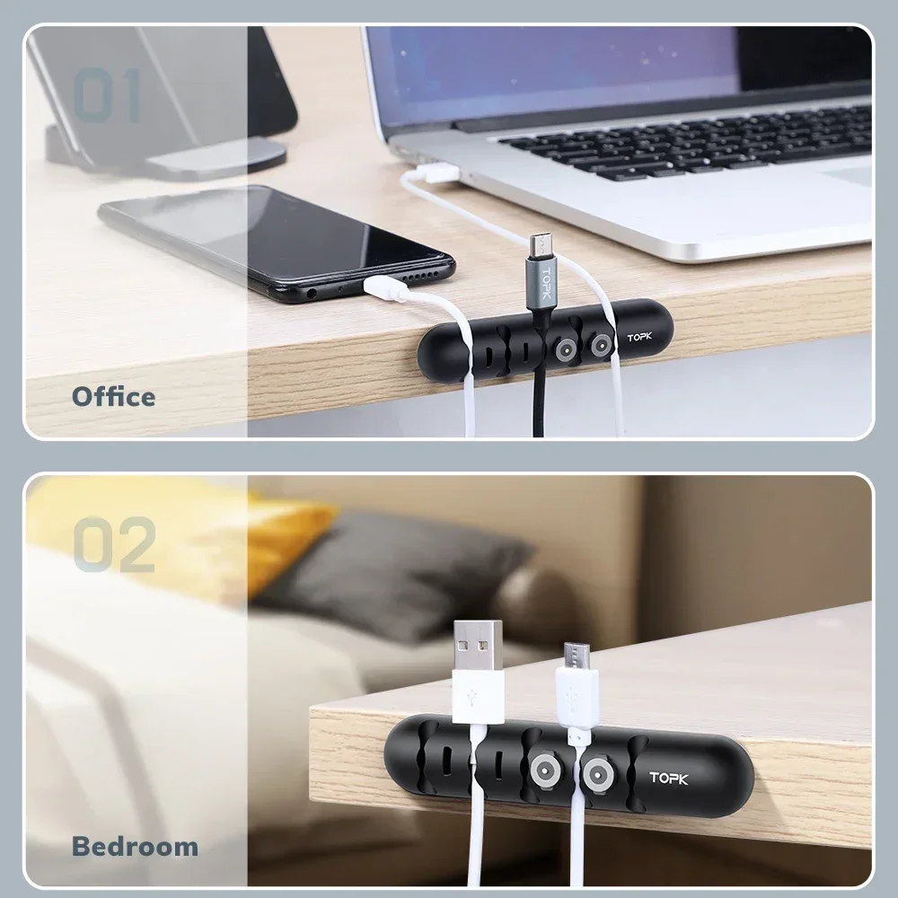 L35 Cable Organizer Magnetic Plug Box Silicone Cable Winder Flexible Cable Management Clips for Mouse Earphone