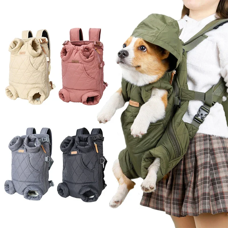Winter Pet Dog Backpack Thicken Warm Cat Backpack Hands Free Portable Travel Dog Carrier for Small Dogs Windproof Safety Pet Bag
