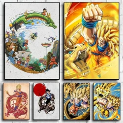 Monkey King Super Saiyan Anime Dragon Ball Mural Cartoon Home Decor Living Room Poster Painting Children's Festival Aesthetics