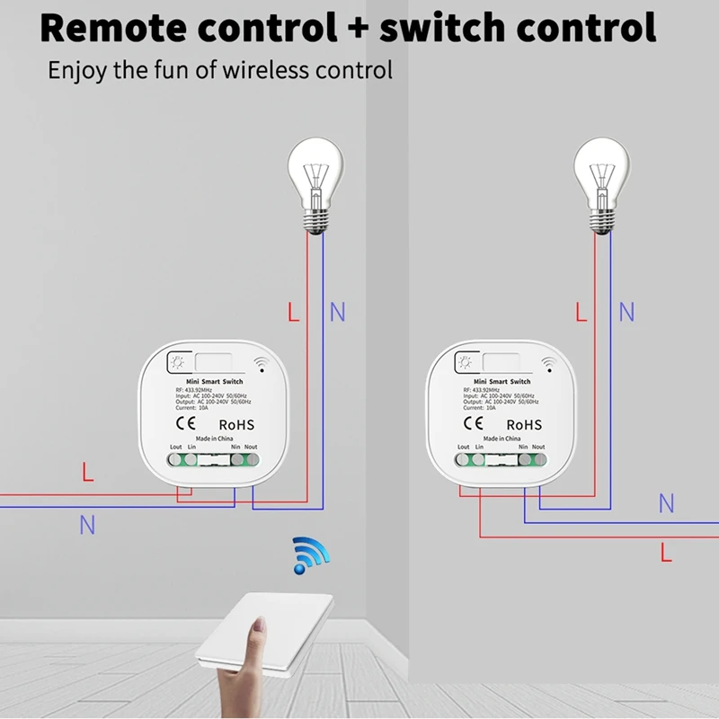 1Set telecomando Wireless senza batteria interruttore luce impermeabile autoalimentato, ricevitore 2 x1gang 1