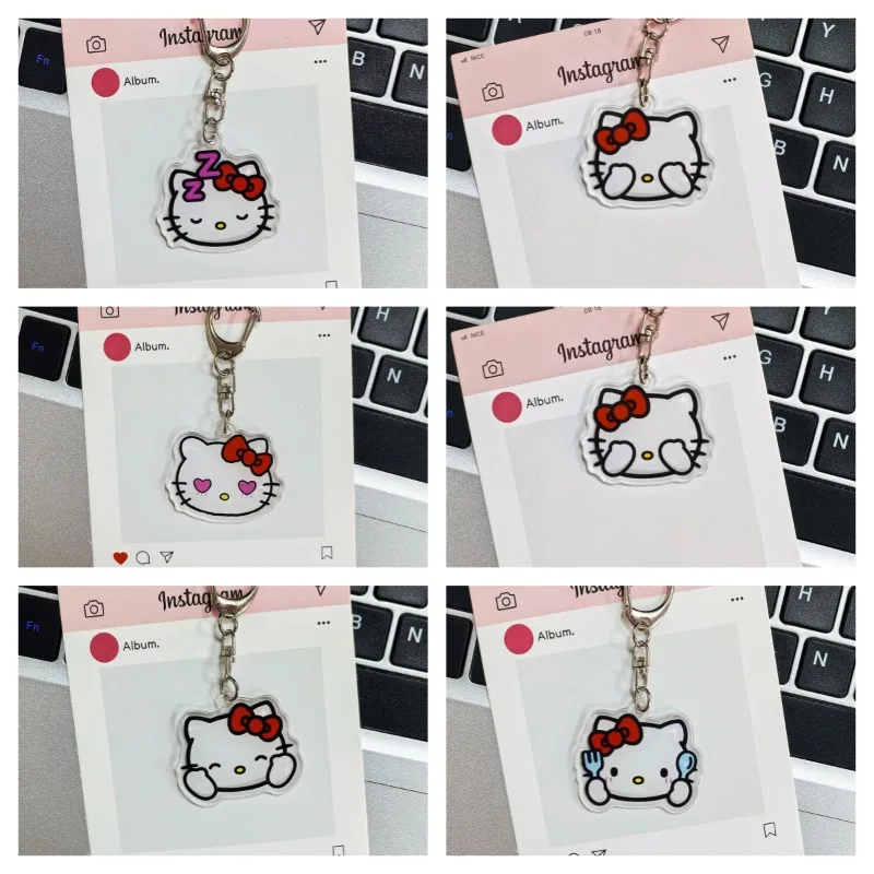 

Hello Kitty Keychain Cute Cartoon Backpack Double Layer Acrylic Accessories Women Supplies Desktop Decoration Student Wholesale