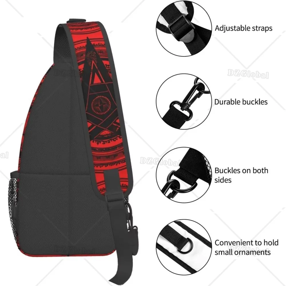 Red Satan Baphomet Satanic Pentagram Outdoor Crossbody Shoulder Bag Unisex Sling Chest Backpack for Women Men Hiking Travel