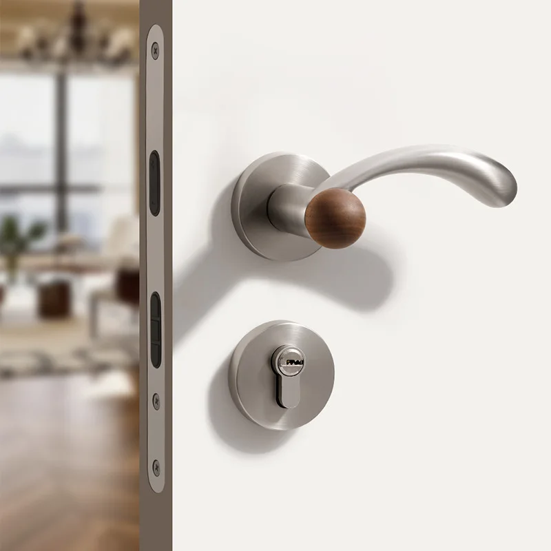 silver-bedroom-household-wooden-door-split-nickel-brushed-indoor-room-silent-magnetic-handle-lock
