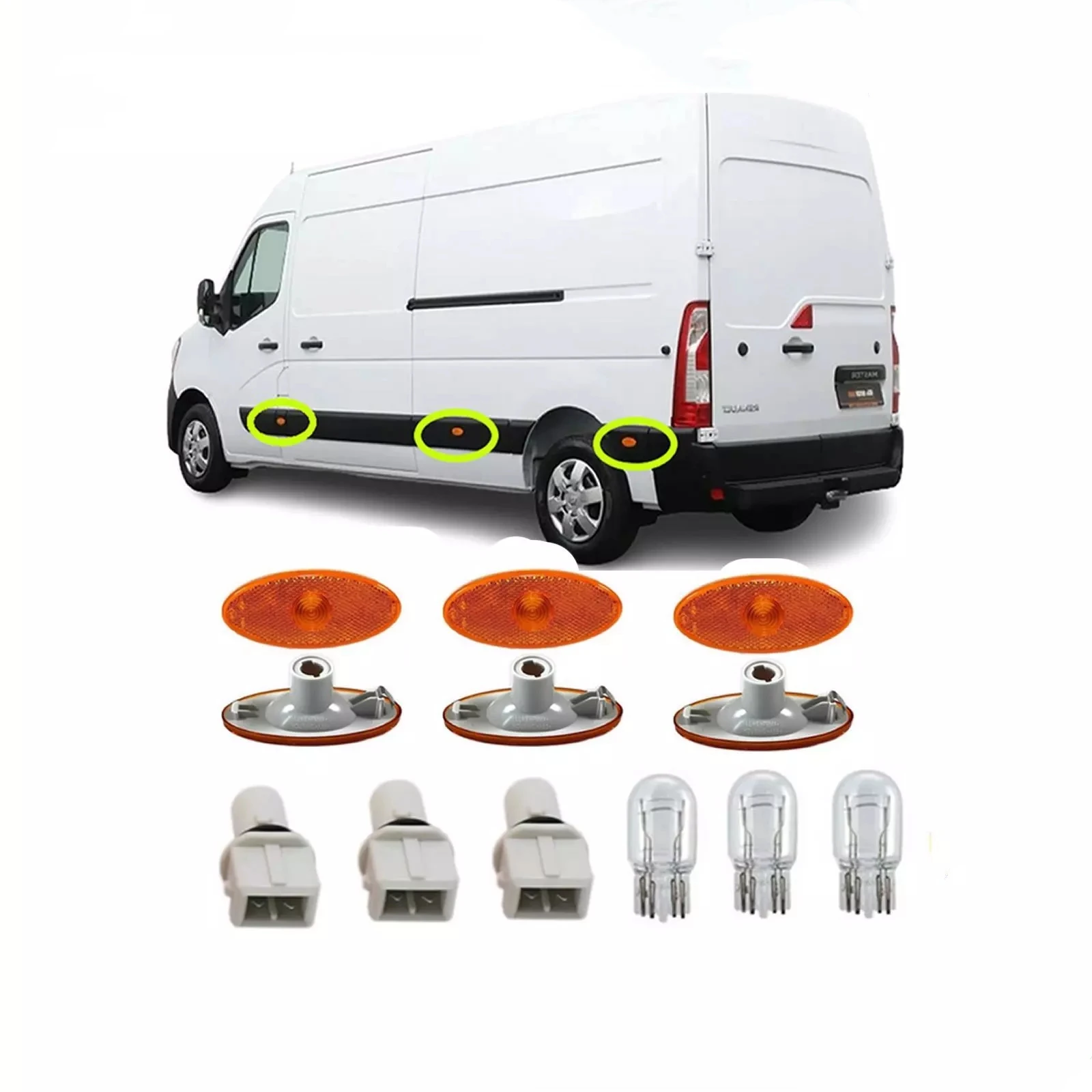 キャンピングカーアクセサリー ルノー マスター サイドマーカーランプ ライトレンズ+バルブホルダー+バルブ 261B00001R RVアクセサリー用