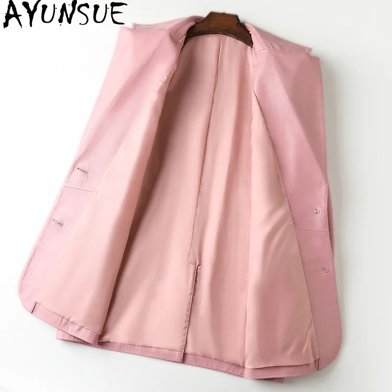 AYUNSUE Genuine Leather Jacket Women Real Sheepskin Womens Coat Autumn Clothes 2025 Mid-length Suit Jackets Jaqueta De Couro