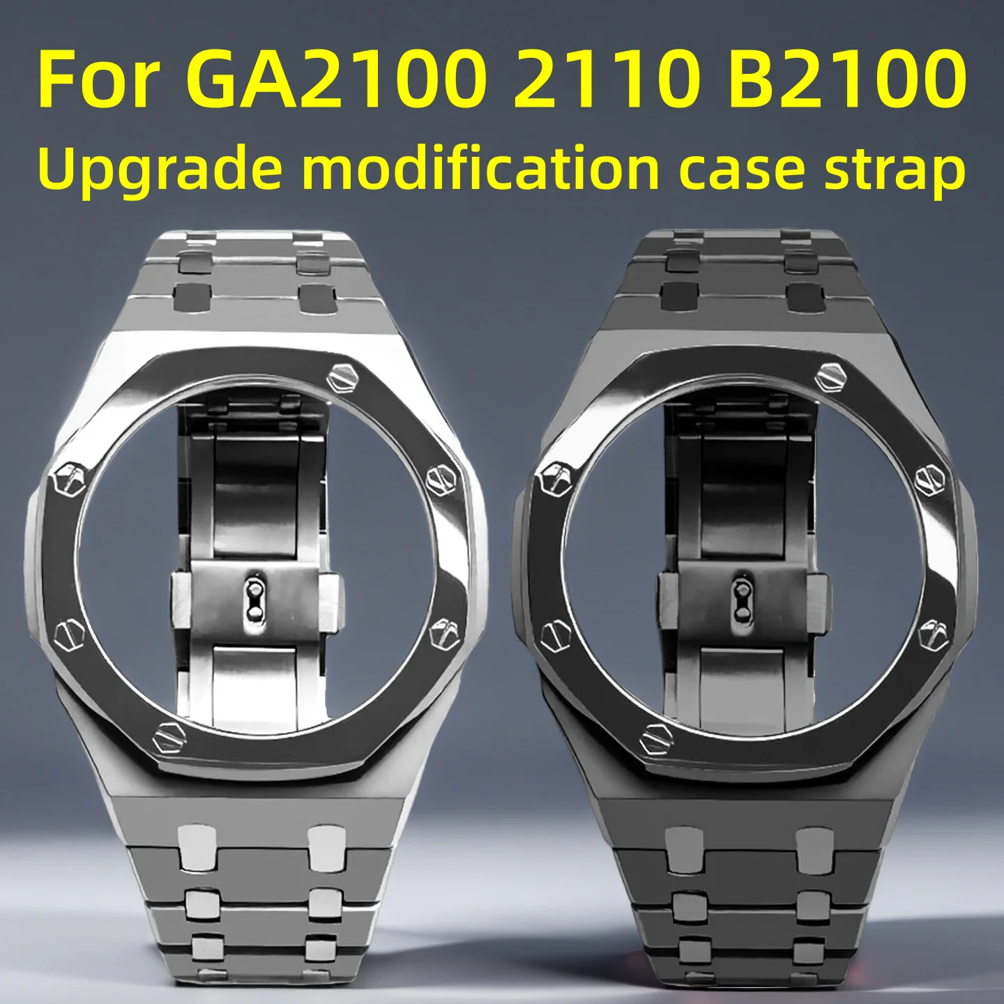 GA2100 Stainless Steel Case Strap MOD kit For Casio G-SHOCK Farm Oak GA-2100 GA2110 GA-B2100 Modified Metal bezel watch band men
