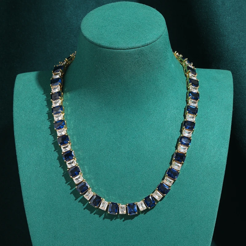 Vintage Square Crystal Blue Zircon Necklace Choker Women Gold Color Retro Luxury Wedding Bridesmaid Luxury Jewelry 2026 Party