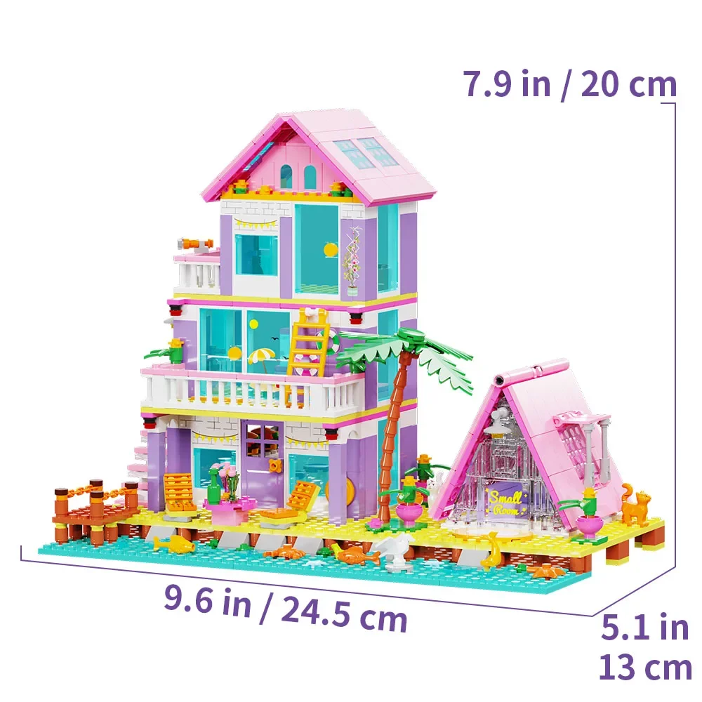 Girl Beach House Building Blocks Toys，Craft Toys，DIY Toys，Car Decoration Crafts，Animation Derivatives，children Toys