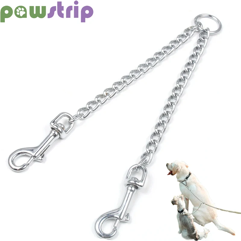 Metal Double Dog Leash 2 Way No Tangle Coupler Durable Outdoor Pet Walking Training Chain Lead for Small Medium Dog Pet Supplies