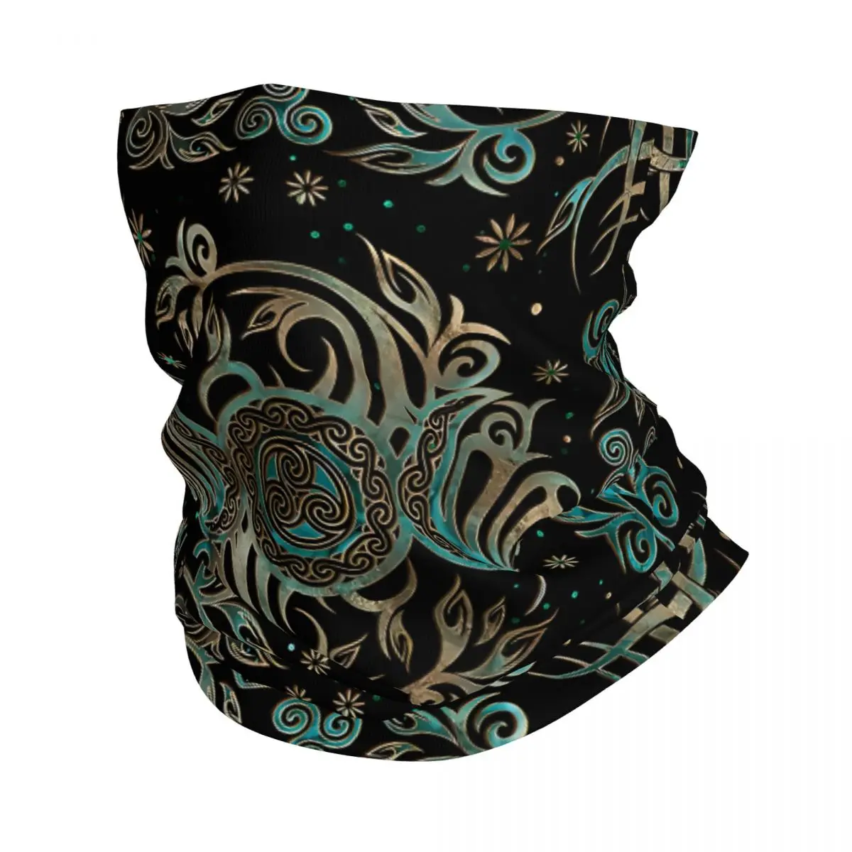 Triple Moon Shimmering Teal Scarf Neckerchief Neck Face Mask Polyester