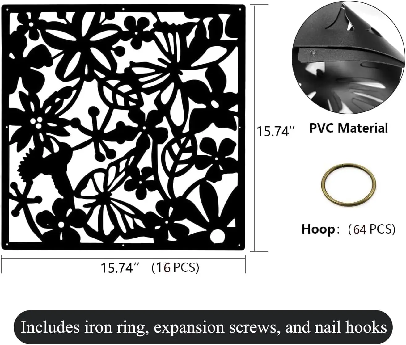 16PCS Hanging Room Divider 40x40CM Plastic Hollow Screen Curtain Panel Waterproof Partitions For Household Hotel DIY Decoraction