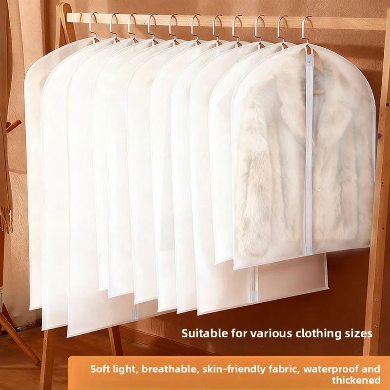 

Thickened Transparent Dustproof Fur Coat Storage Bag Hanging Style Protection Cover for Fur Clothing Moisture Proof