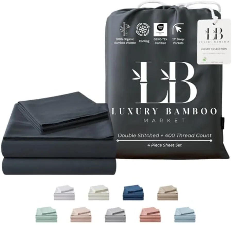 

Luxury Bamboo Market Size Bed Sheet Set 100% Viscose Made from Bamboo Organically Grown Ultra Soft Cooling Sheets for Hot Sleep