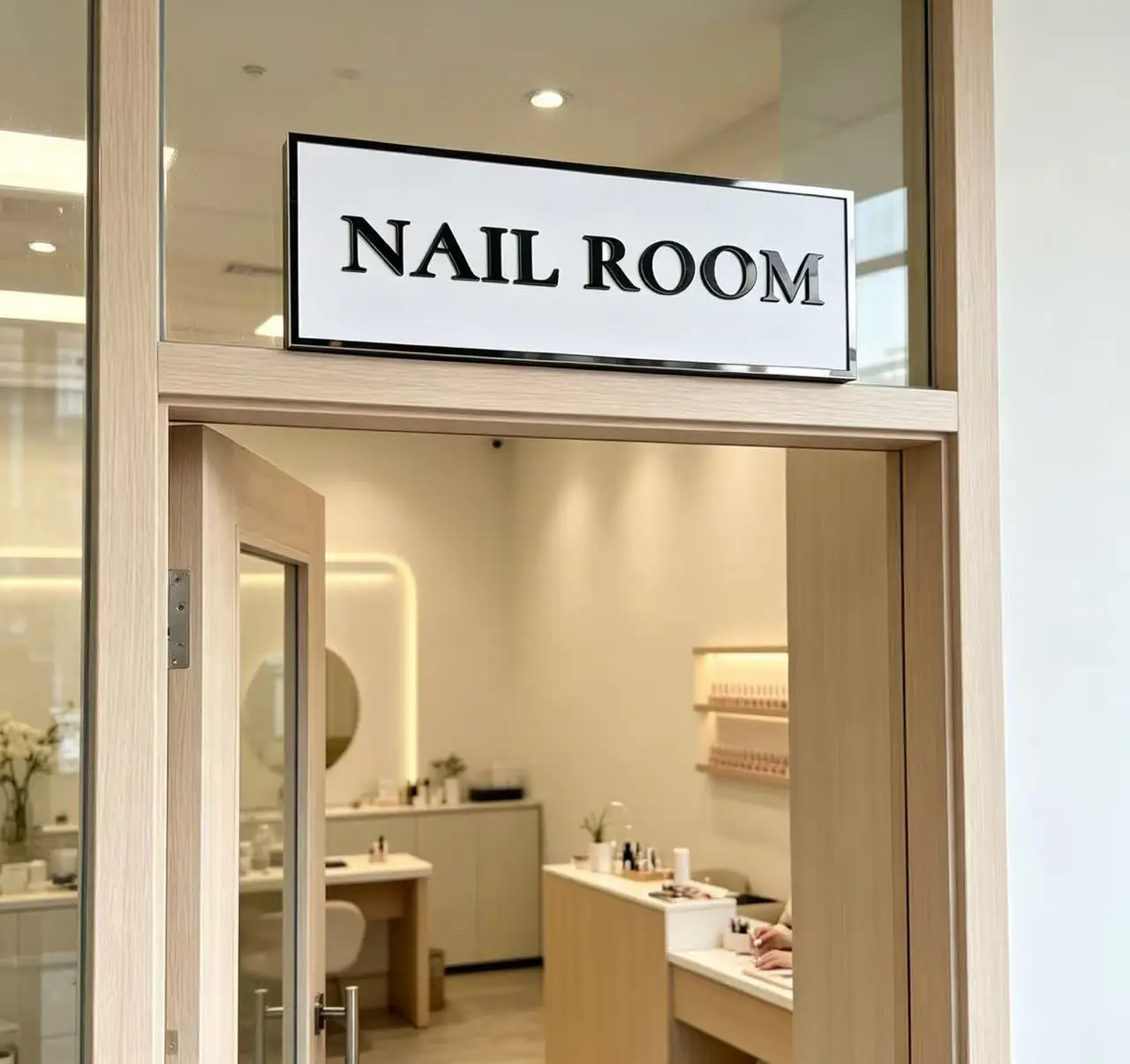 NAIL ROOM Sign, 3D Acrylic Beauty Salon Door Plaque, Custom Nail Room Wall Decor, Black and White Salon Entrance Sign