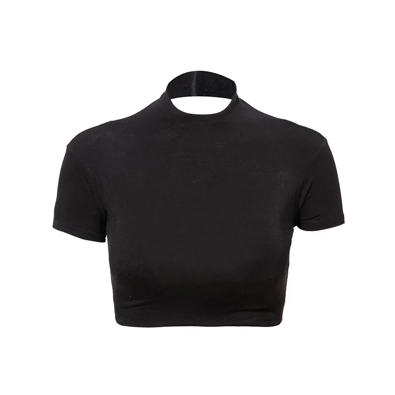 Top corto Sexy de baile latino con espalda hueca, camisetas de manga corta, traje, camisa de baile, falda latina para mujer, conjunto de entrenamiento y actuación