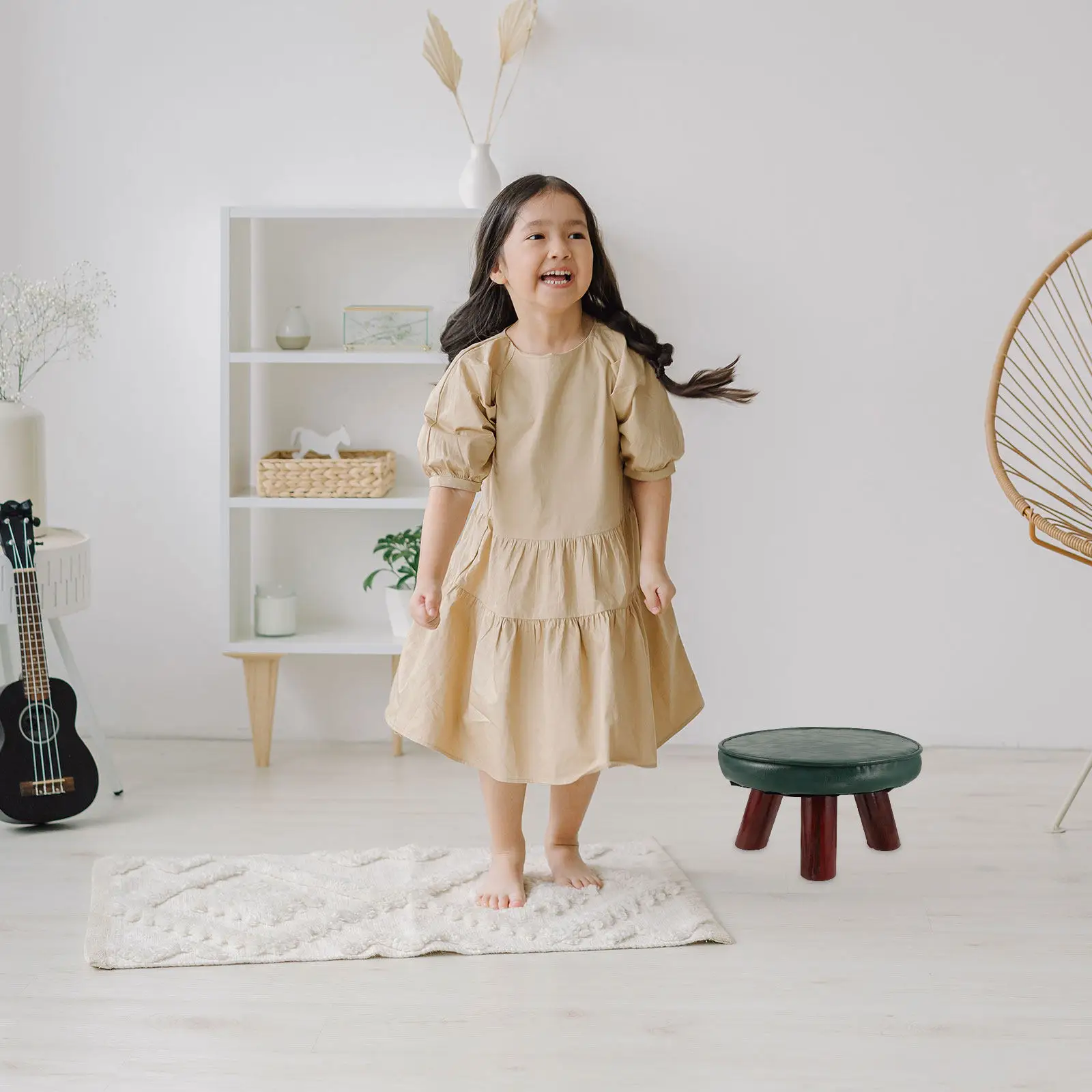Rustic Round Wooden Step Stool Kids Toddler Toilet Training Footrest Portable Sturdy Waterproof Potty Stool Bathroom Bedroom