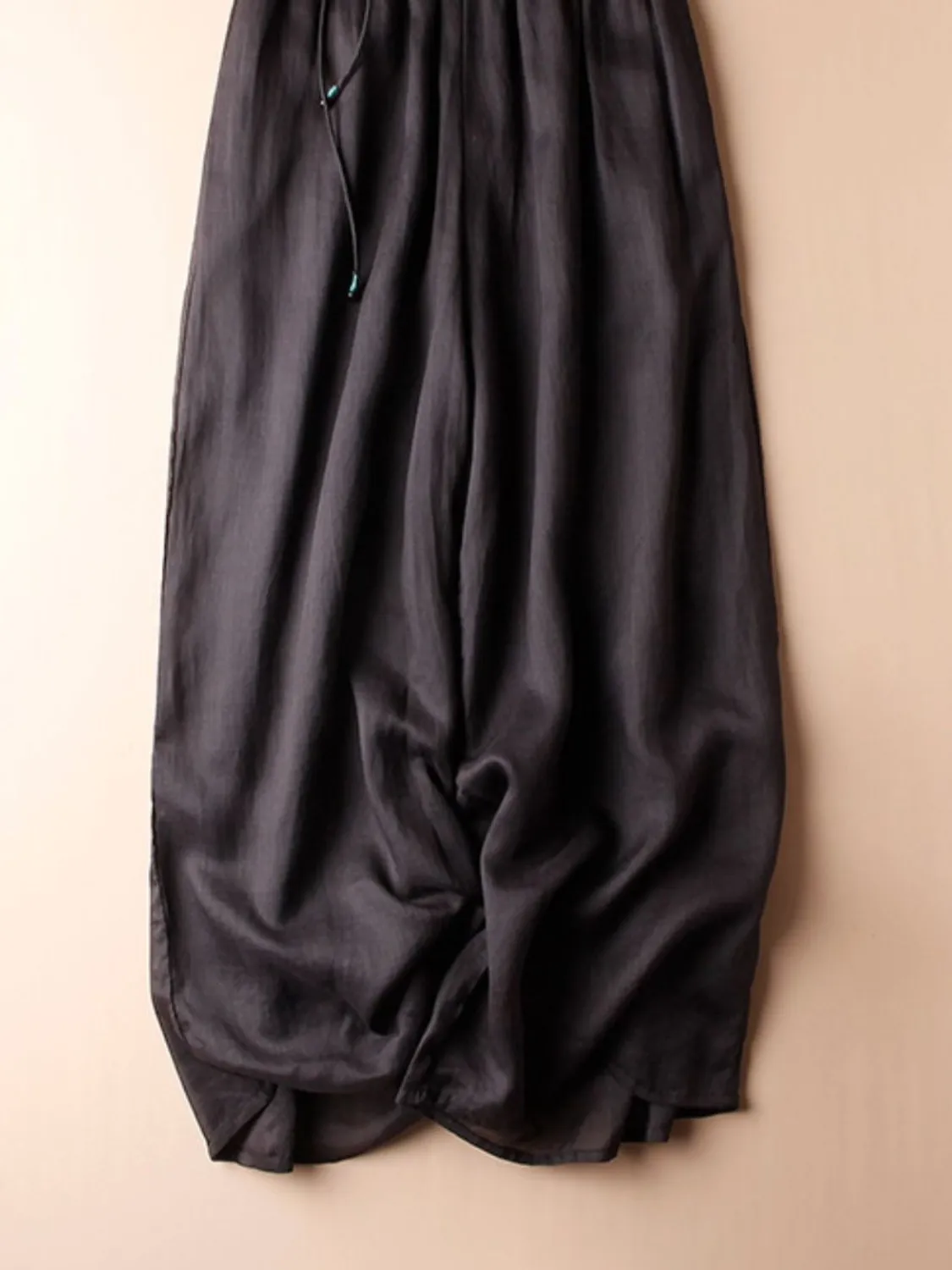 Women's Summer New Sle Artistic Lightweight Driftin Flax Casual Pants Loose Wide Leg Pants Nine Points Slimming Trousers