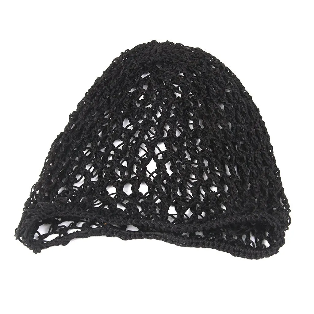 Gorro de ganchillo de red de rayón suave para mujer, negro, 1 unidad