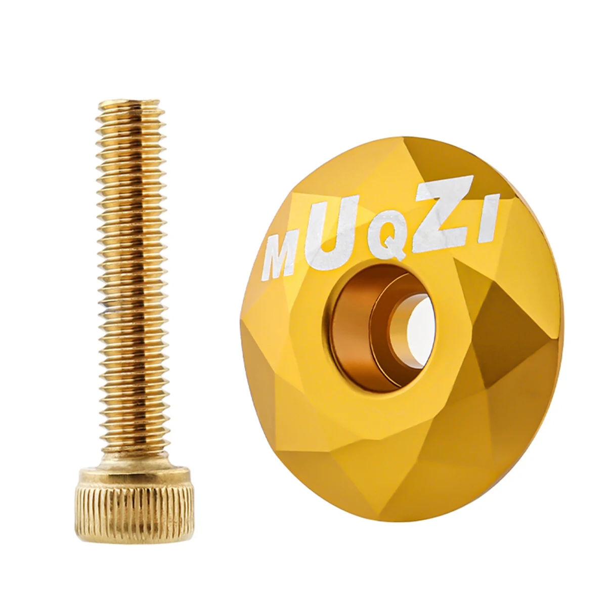 

MUQZI Headset Stem Top Cap Bicycle Headset Cover with M6X30mm Screw for MTB Road Folding Bike Accessory,Gold