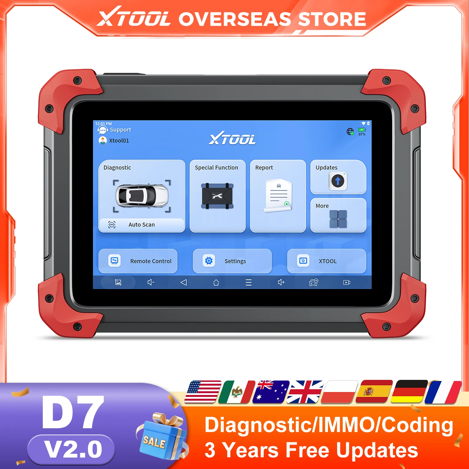 Skaner XTOOL D7 V2.0 cały system narzędzie diagnostyczne do samochodów dwukierunkowe narzędzie motoryzacyjne kodowanie E...
