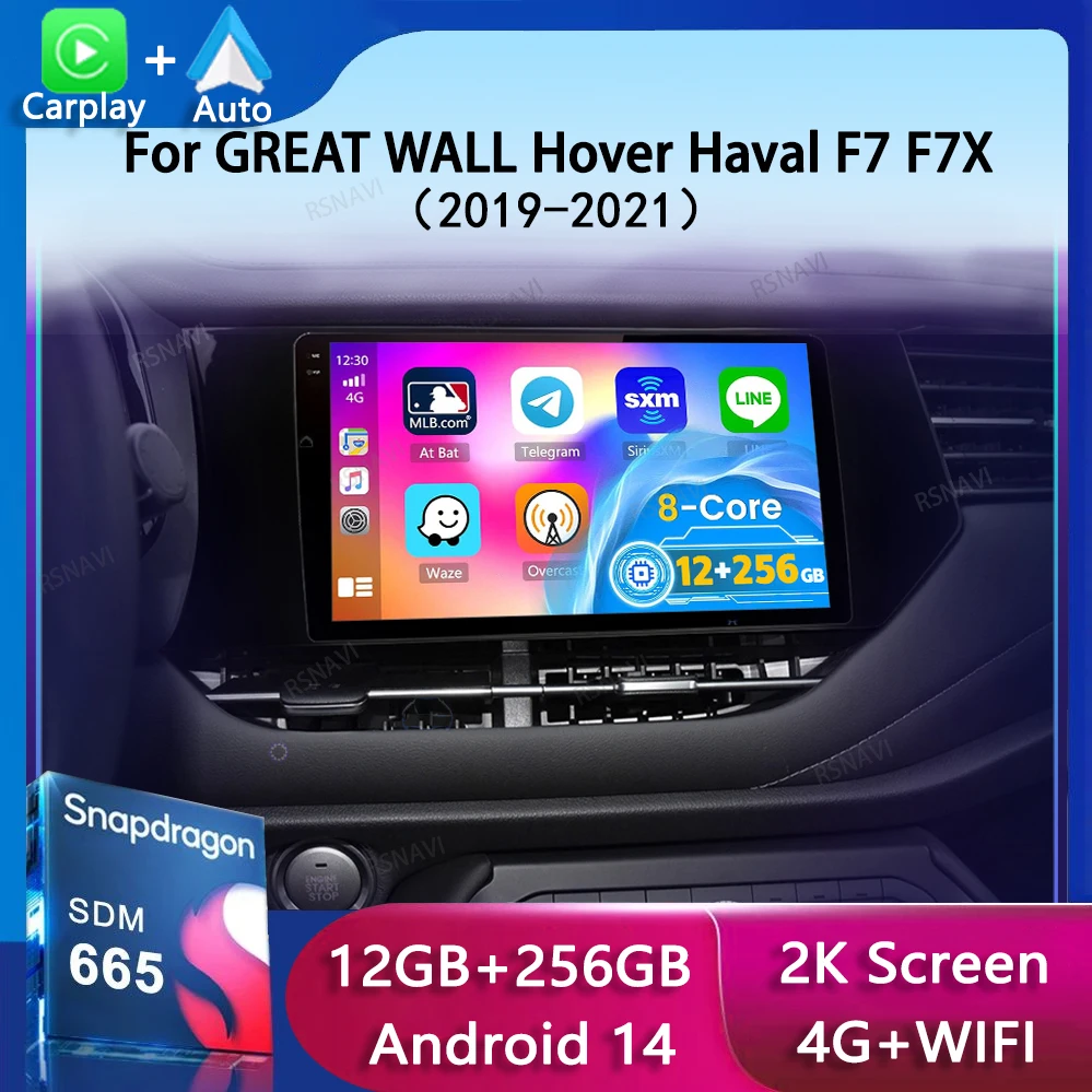

Автомобильное радио Android 14 Carplay для GREAT WALL Hover Haval F7 F7X 2019 2020, навигация, GPS, мультимедийный плеер, стерео Wi-Fi + 4G BT