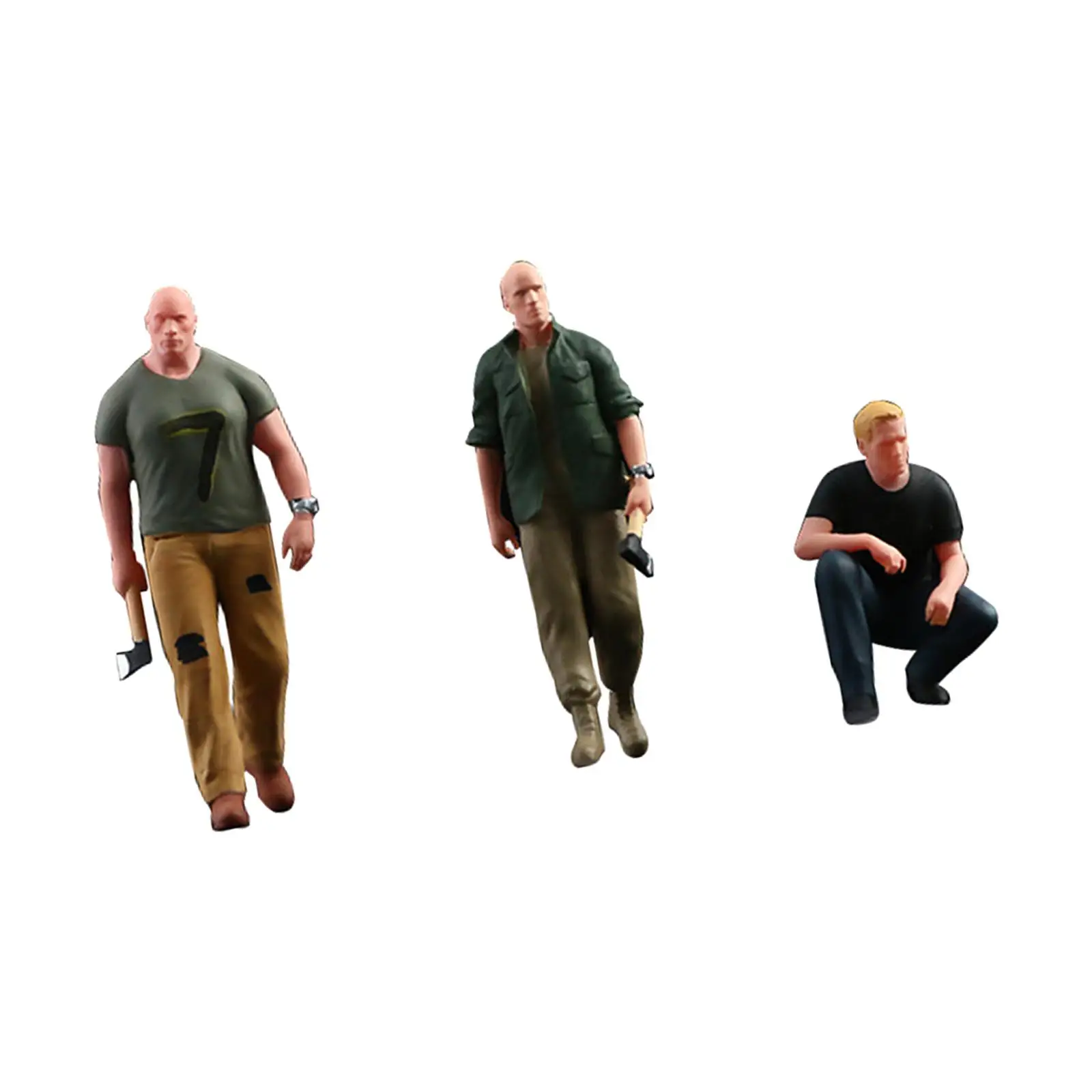 3x 1:64 Model People Figures Character Handpainted Resin for Micro Landscape