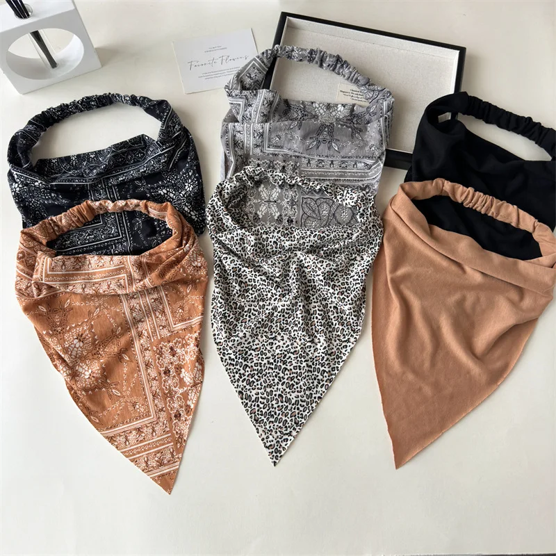 Bohemia Printing Hair Scarf Triangle Bananas New Vintage Soft Elastic Hairband Headwarp For Women Hair Accessories Girl Headband