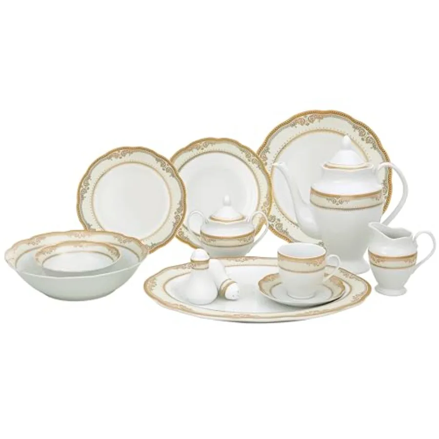

Lorenzo Import Isabella 57-Piece Wavy Porcelain Dinnerware Set