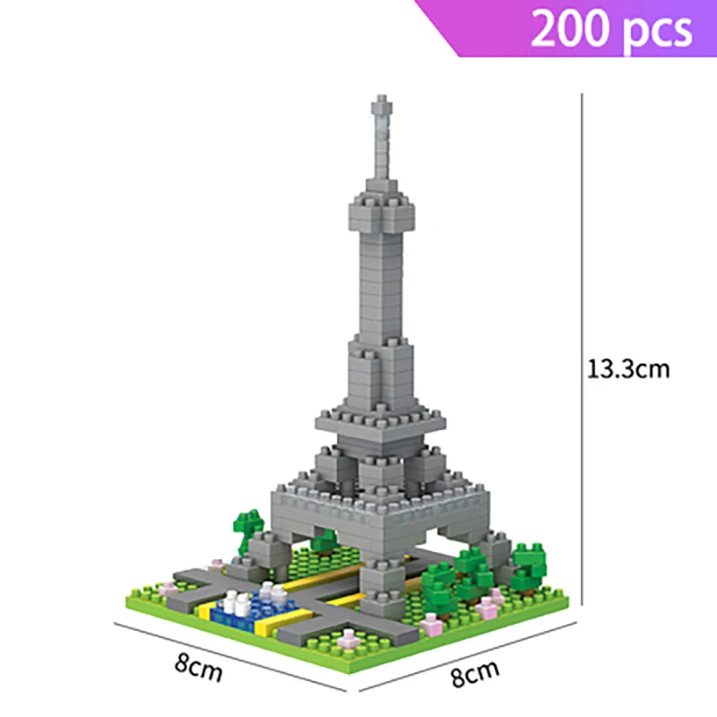 Mini Architecture Blocks Pyramid Model Building Kits Leaning Pisa Eiffel Tower Big Ben Micro Bricks Expert Sets Rome Colosseo