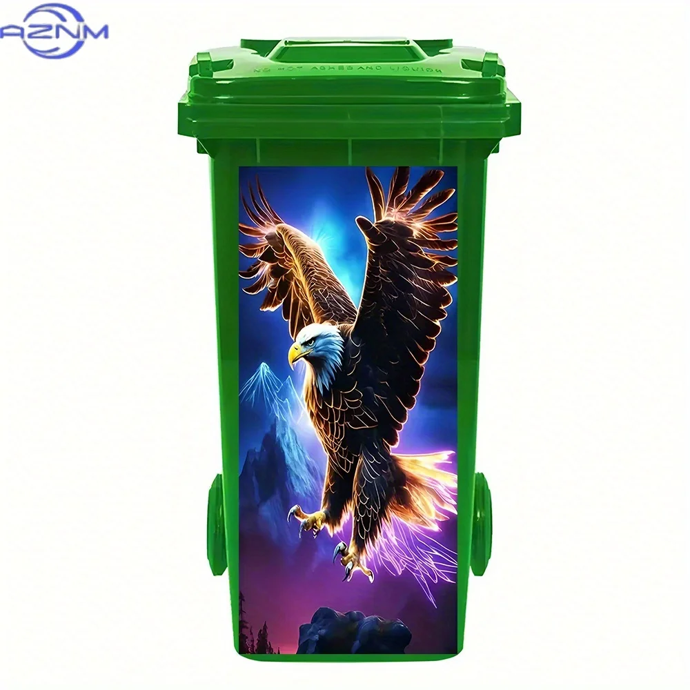 1pc Glowing Eagle in Flight Trash Can Stickers - Made of PVC, Self - Adhesive, Waterproof, And Easy to Remove. Ideal for Trash