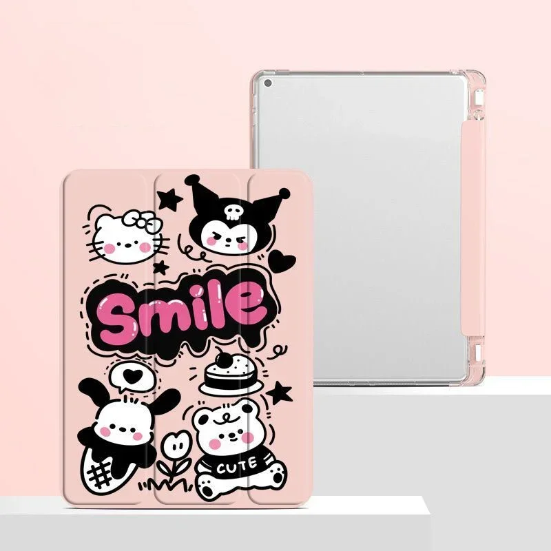 

Cartoon Cute Kuromi Case For 10th Generation 10.9in 9th 8th 7th 10.2in Case iPad Pro Air Stand Handle Case Mini 4 5 Funda Cover