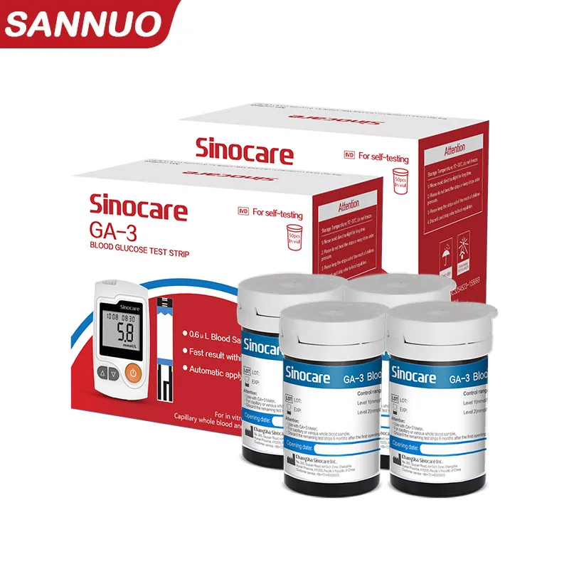 50/200/500/pcs Sinocare Blood Glucose Test Strips ( for GA-3 Blood Glucose Meter Monitor only )