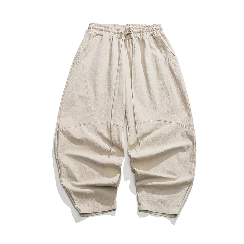 Pantaloni Harem larghi primaverili da uomo Pantaloni sportivi oversize in lino cinese Pantaloni Harem maschili di marca casual di alta qualità