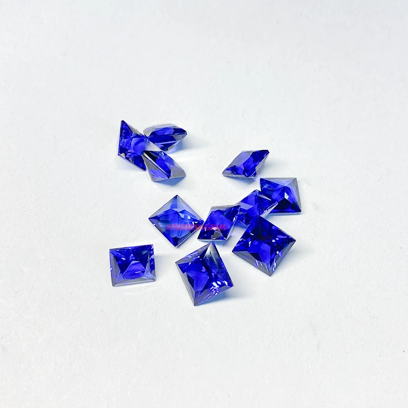 Lab grown gem SQ princess Cut shape royal blue color high quality Sapphire loose gemstones for Jewelry making material