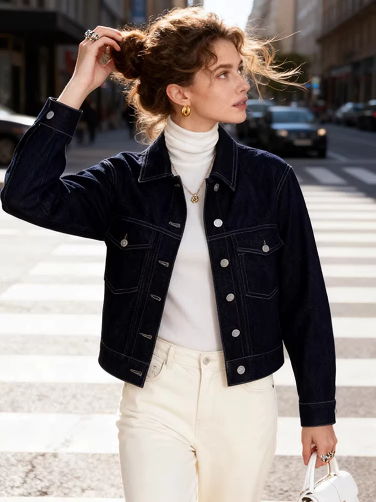 

Ретро-куртка из денима свободного кроя для женщин, на пуговицах, повседневный топ прямого кроя, осенне-зимняя модная верхняя одежда