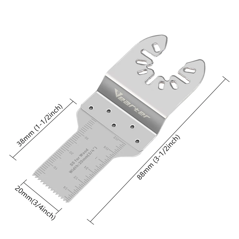 Vearter 3PCS 10/20/35mm Stainless Steel Oscillating Multitool Saw Blade Cutting For Wood PVC Plasterboard