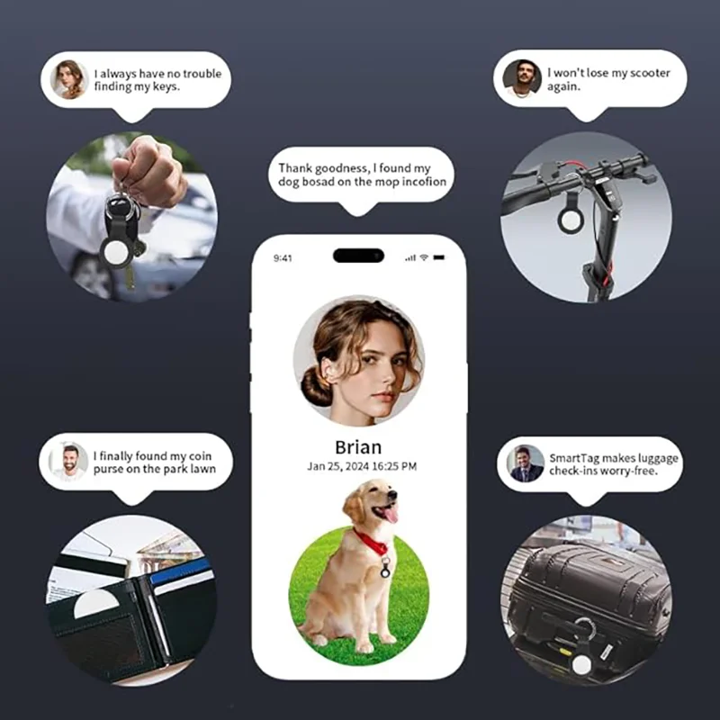 Air Tags-4 Pack Bluetooth Tracker Works with Apple Find My APP Locator for Luggage Backpack Suitcases Replaceable Battery Black image 2
