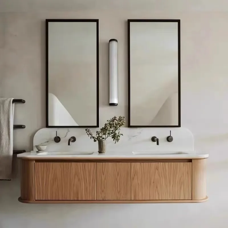 

Bathroom closet Bathroom vanity with mirror Wooden bathroom cabinet with undercounter basin