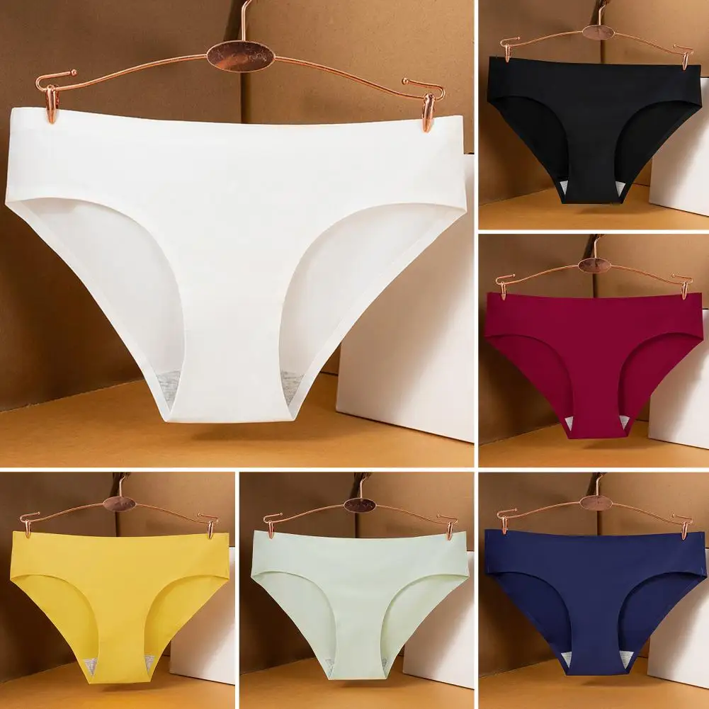 Lady Underpants Women's Mid-Low Waist Elastic Solid Color Seamless Panties Underpants for Wear Work Travel Women's Intimates