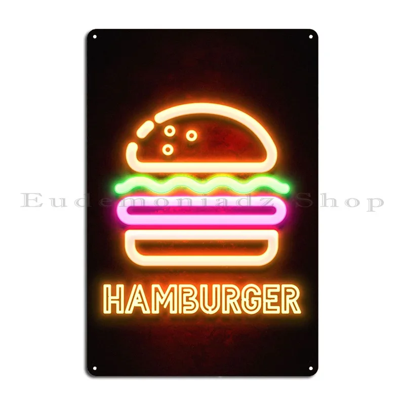 Hamburger Metal Signs Printing Vintage Bar Club Pub Tin Sign Poster