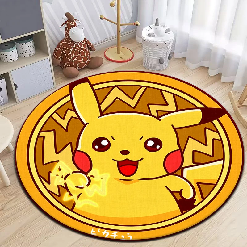 

Pokémon HD Printed Round Carpet for Living Room Rugs Camping Picnic Mats Flannel Anti-Slip Rug Yoga Mat Gifts area rug， bedroom