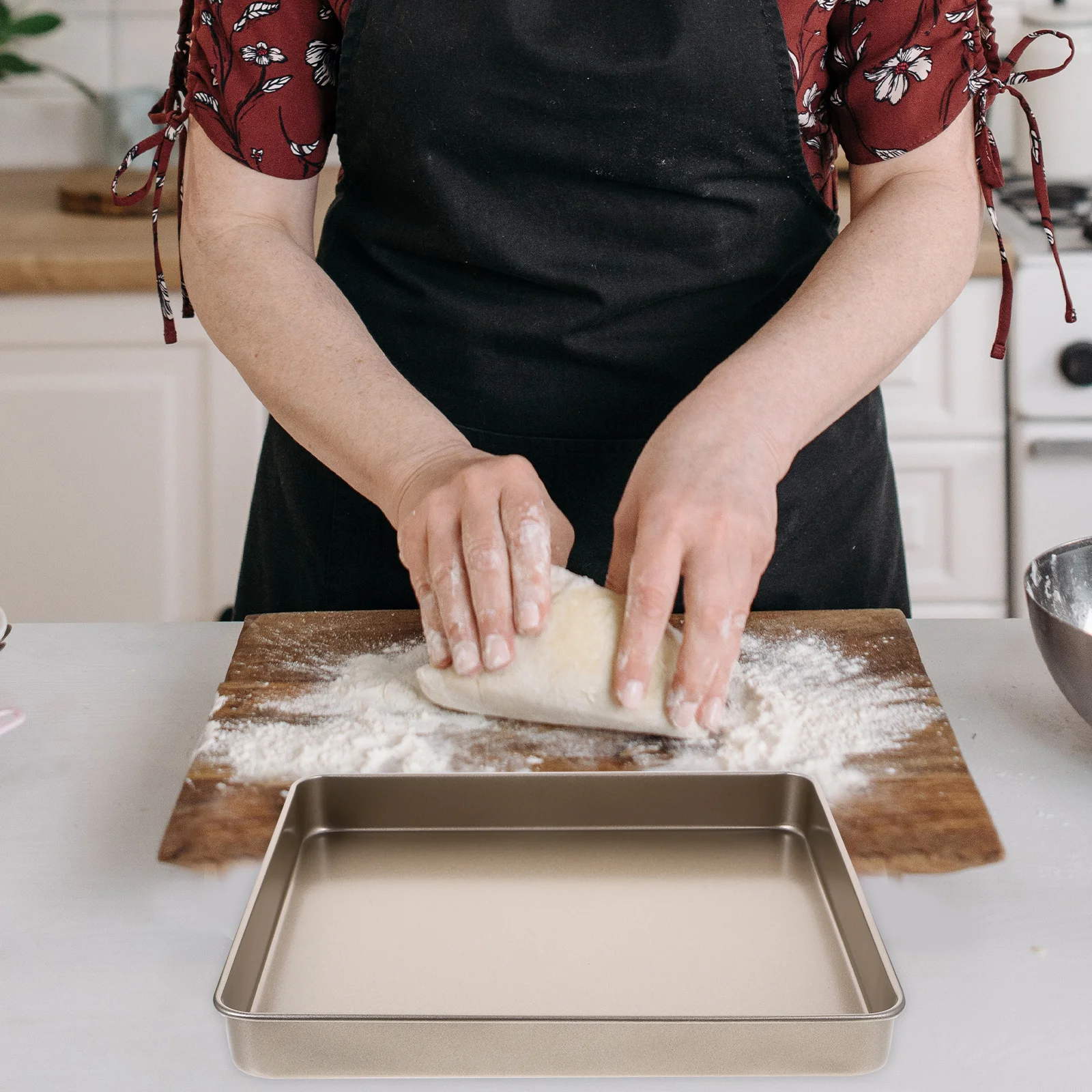

11 Inch Nonstick Square Baking Pan Carbon Steel Cookie Cake Tray Oven Easy Use Cookie Cake Pan Square Baking Tray