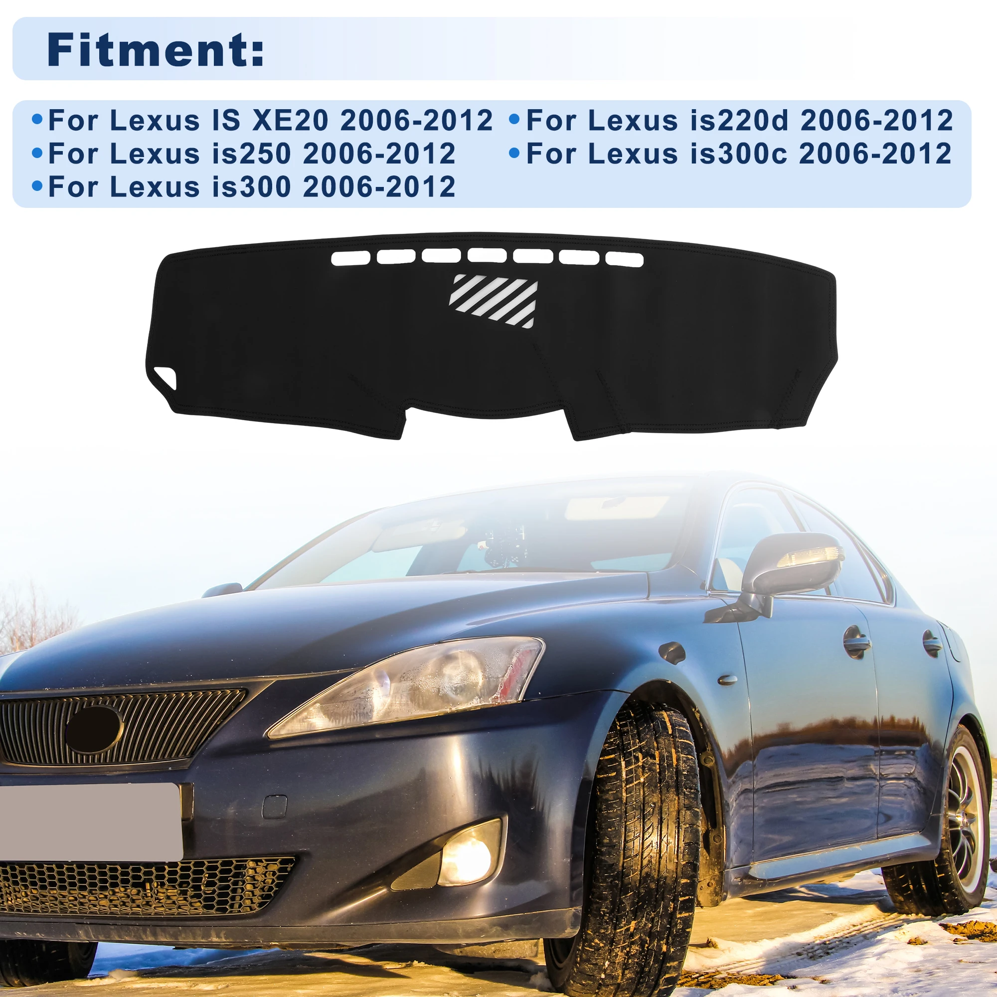 UXCELL Dash Cover for Lexus IS XE20 2006-2012 Without HUD Faux Leather Black 1 pcs