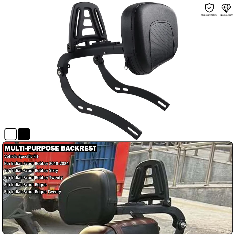 Multi-Purpose Driver Passenger Backrest With Luggage Rack Fixed Mounts Kit For Indian Scout Bobber Sixty Rogue Twenty 2018-2024