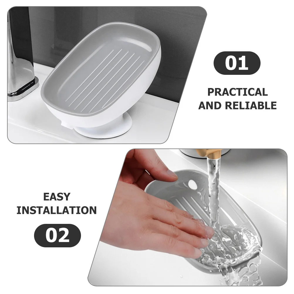 

Self-Draining Soap Holder with Suction Cup Bar Soap Dish for Bathroom Kitchen Sink Countertop Storage Drain Tray Organzier