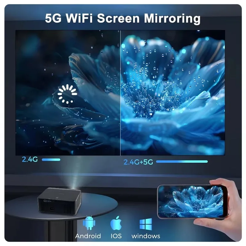 VF71 1080P جهاز عرض فيديو عالي الدقة ذكي أندرويد التركيز التلقائي كيستون تصحيح جهاز عرض المسرح المنزلي