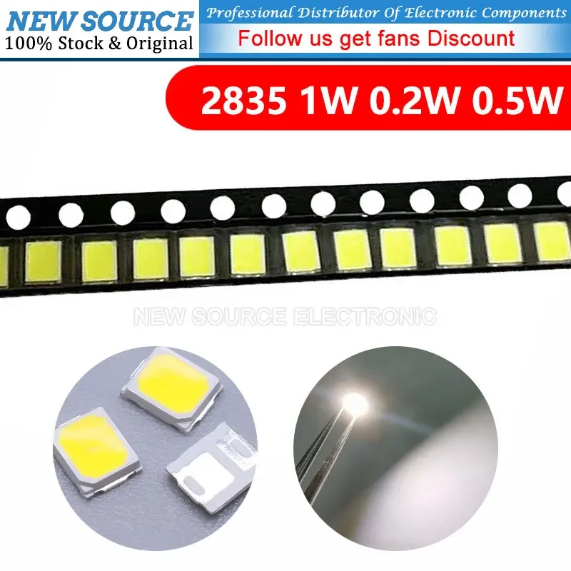 高輝度LED SMD 2835,3V, 6V, 9V, 18V, 36V,150ma,100ma,30ma,60ma,0.5W,1W, 0.2W, 3V 80ma,6000-6500k,1000個